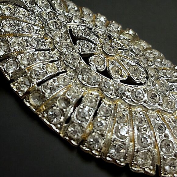 Antique Singer & Kantor Vintage 30s Art Deco Rhinestone Brooch LB Bell Marked - Picture 6 of 6